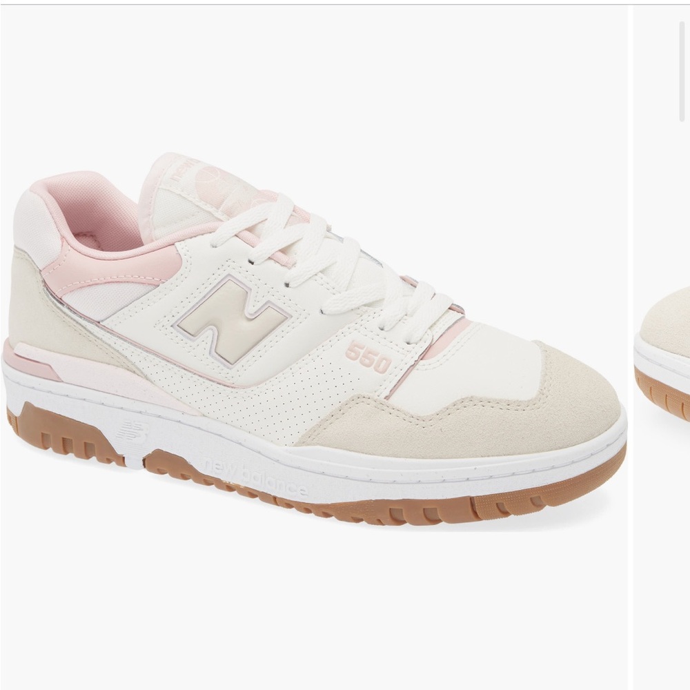 New Balance 550 Cream and Pink Retro Sneakers size 9.5 gently used